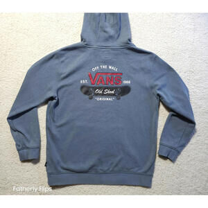 Vans Hoodie XLarge Blue Gray  Hood Pullover Old Skool Graphic Off the Wall